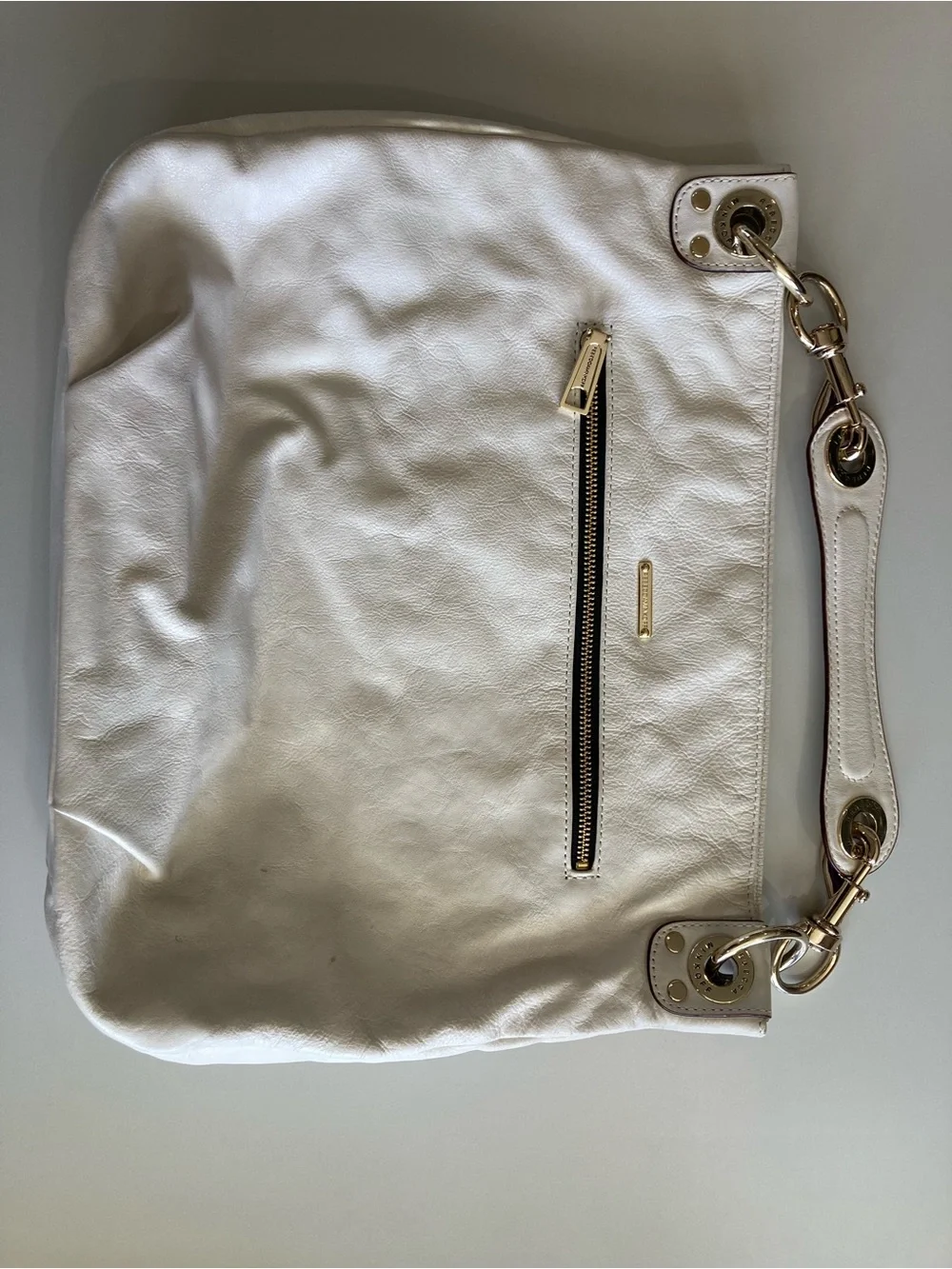 Rebecca Minkoff White Leather Hobo with Gold Studs